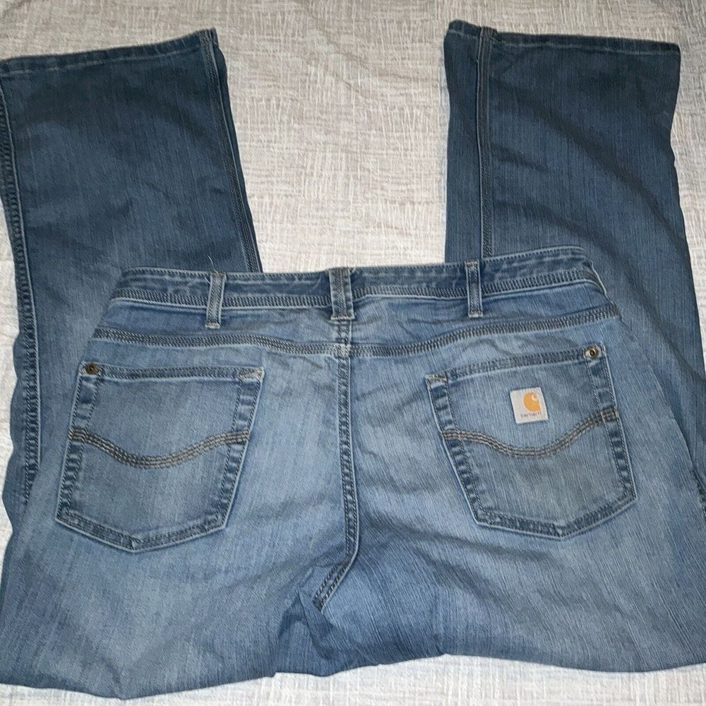 Carhartt Womens 12 Short Relaxed Fit Straight Leg Denim Blue Jeans - Picture 5 of 6